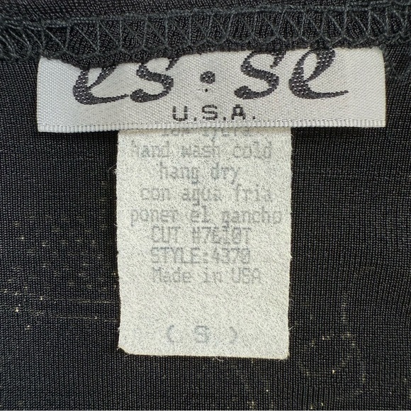 es•se Black Tunic Top Heart Pattern Button Front Small Knit VTG 90s Esse - Picture 5 of 14